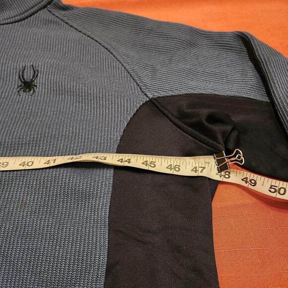 Spyder Mens Sz L Pullover Blue/Grey Black Half Zip Fleece Sweater Thermal Ski - Picture 6 of 10